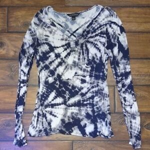 "Rock & Republic"Black and White Tie-Dye Long Sleeve Top. Size S.